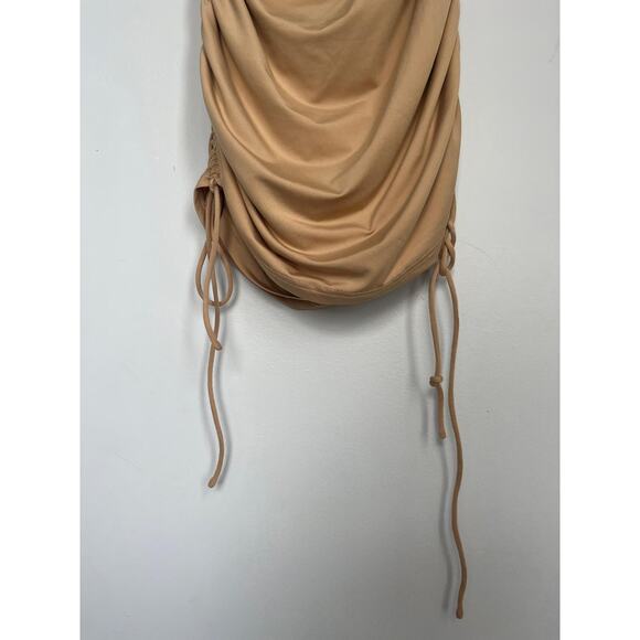 Superdown Ruched Mini Dress Women Small Beige Bodycon Sleeveless Casual - Picture 6 of 6